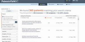 PatentsView Search Results List View